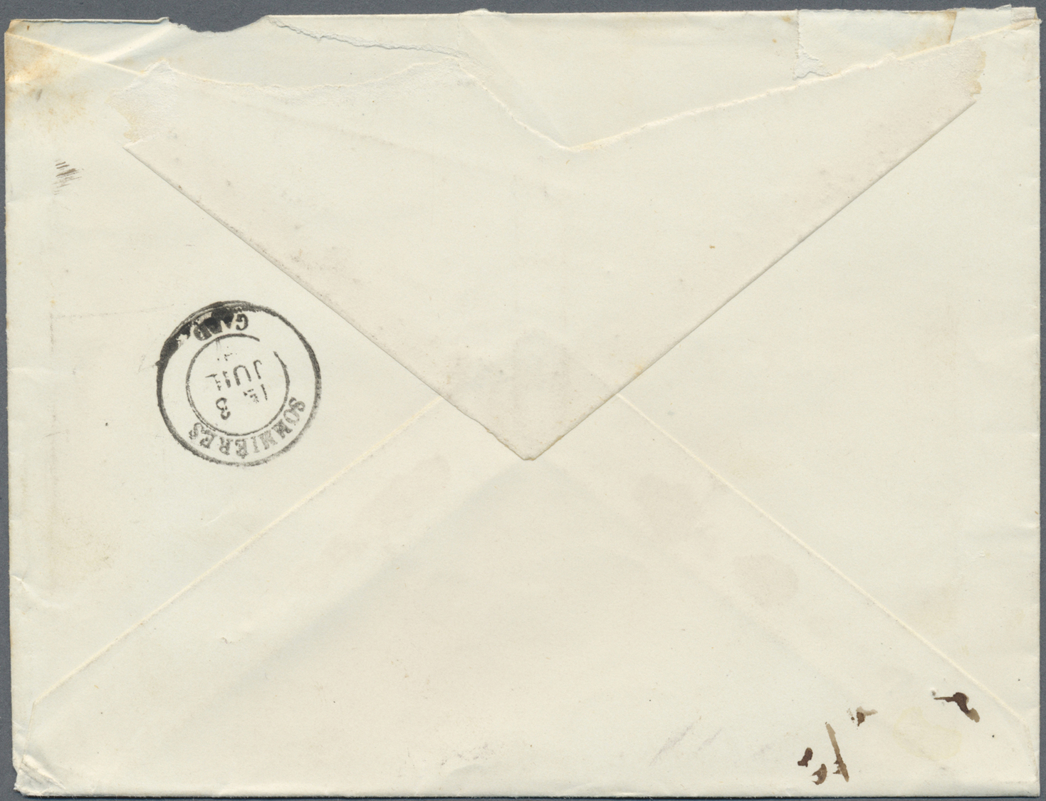 Br Spanien: 1890 Envelope (roughly Opend, Parts Of Flap Missing) To France Bearing Yvert 202, 15c Brown/violet Ti - Oblitérés