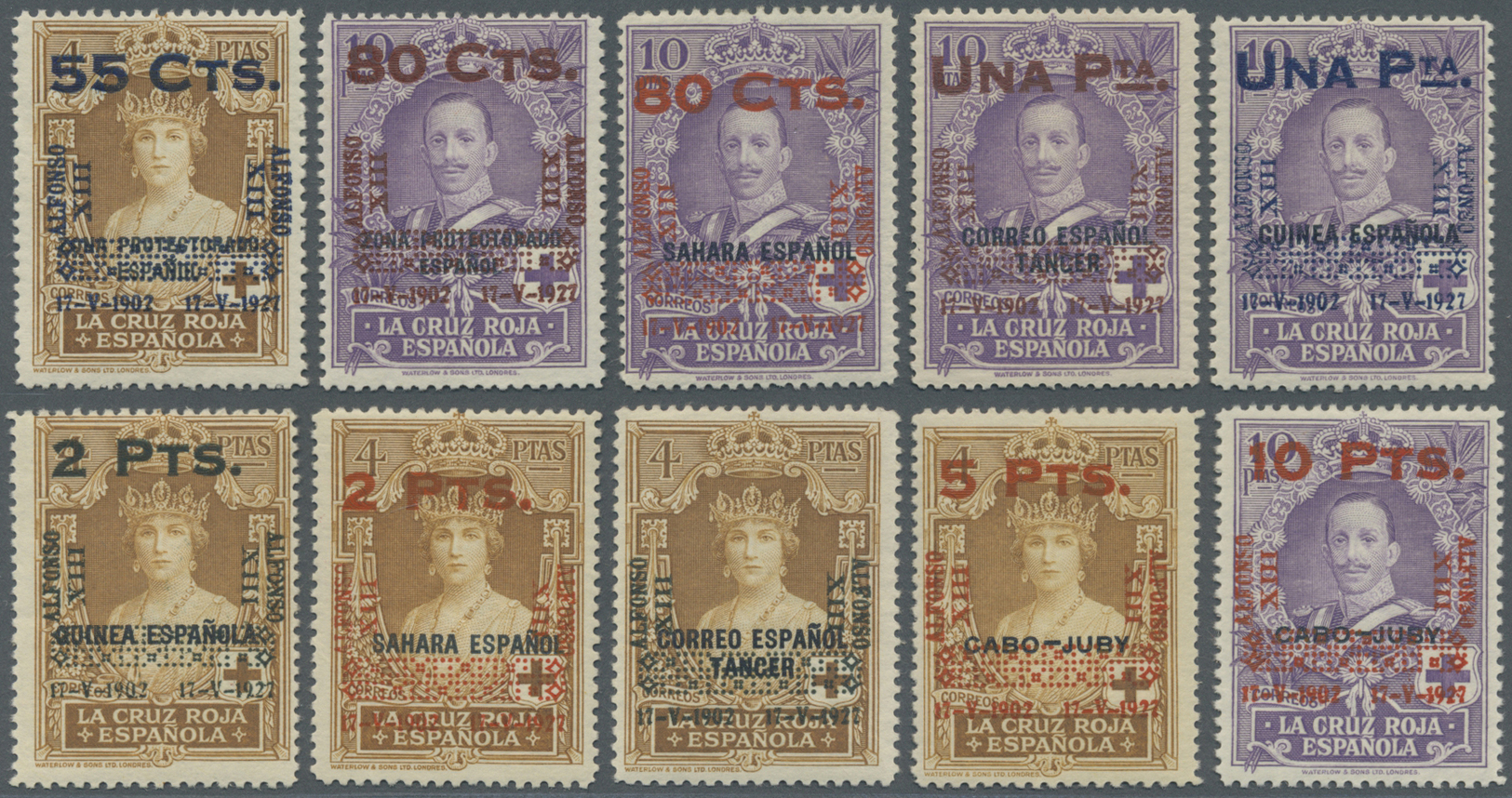 */** Spanien: 1927, „25. Jahrestag Der Krönung Von König Alfonso XIII”, Dritte Ausgabe Mit Zusätzlichem Wertaufdruc - Oblitérés