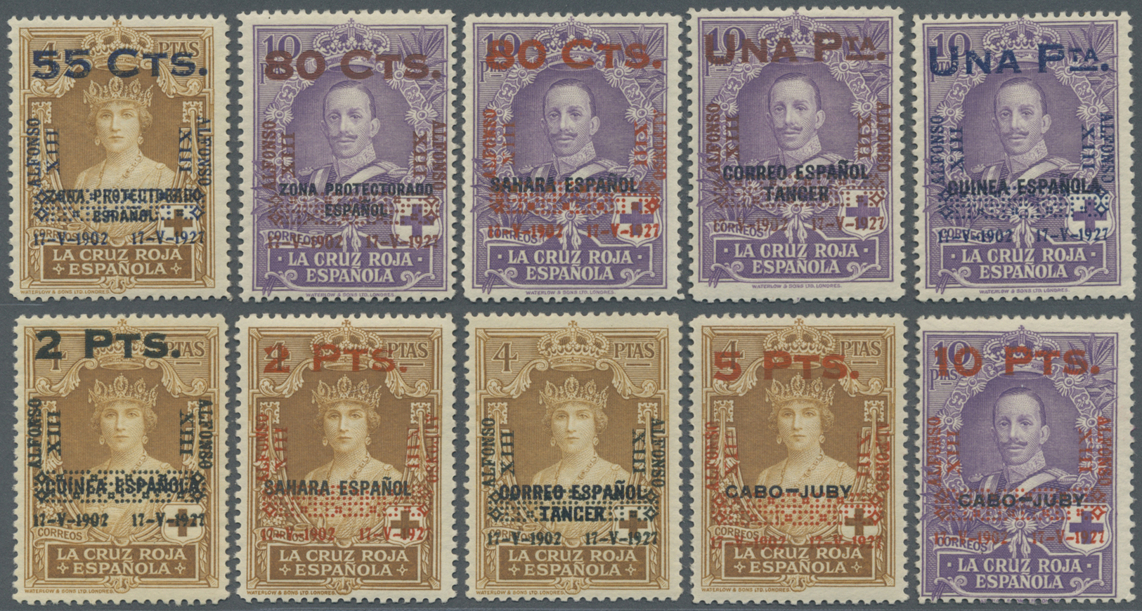 */** Spanien: 1927, „25. Jahrestag Der Krönung Von König Alfonso XIII”, Dritte Ausgabe Mit Zusätzlichem Wertaufdruc - Used Stamps