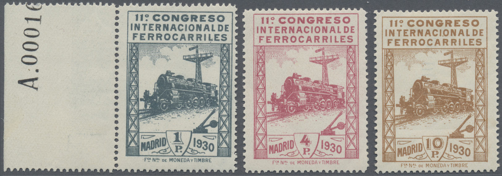 */** Spanien: 1930, 11. Internationaler Eisenbahnkongreß In Madrid, Taufrische Serie, Hohe Werte Mit Zarter Falzspu - Used Stamps