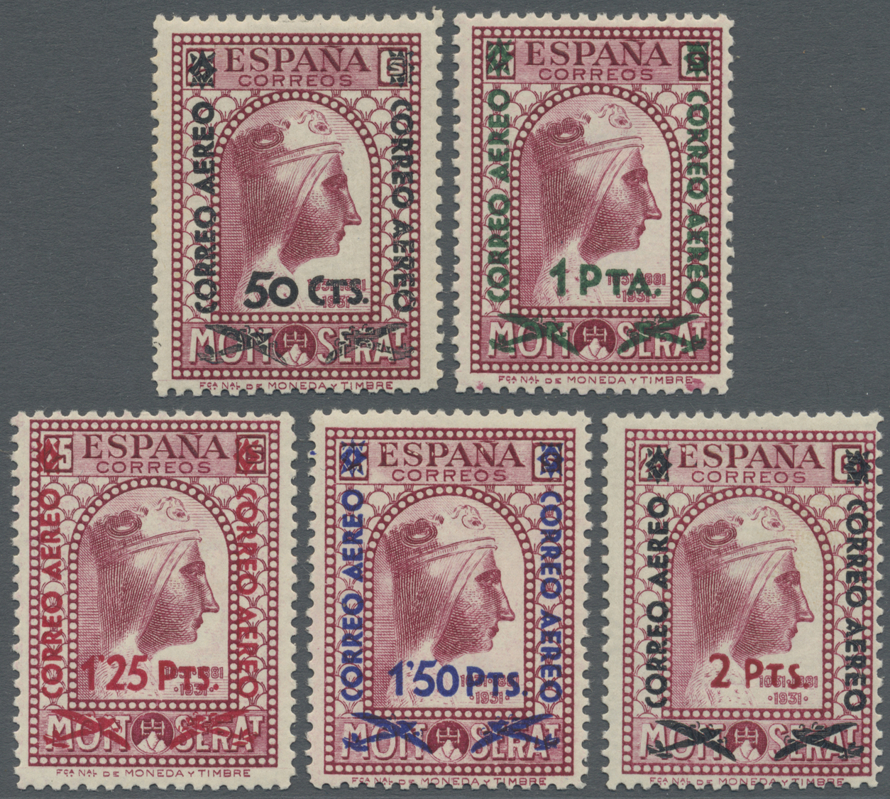 **/* Spanien: 1931/1938, Montserrat Incl. 1938 Airmail Overprints, Two Issues Complete (2c. Short Perf.), Mint O.g. - Oblitérés