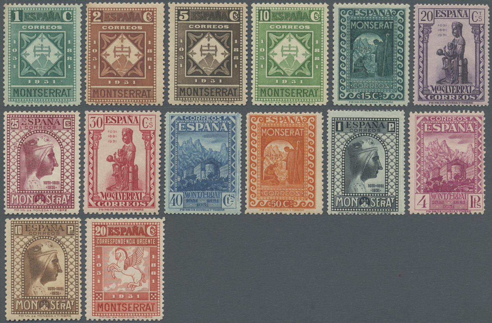**/* Spanien: 1931/1938, Montserrat Incl. 1938 Airmail Overprints, Two Issues Complete (2c. Short Perf.), Mint O.g. - Used Stamps