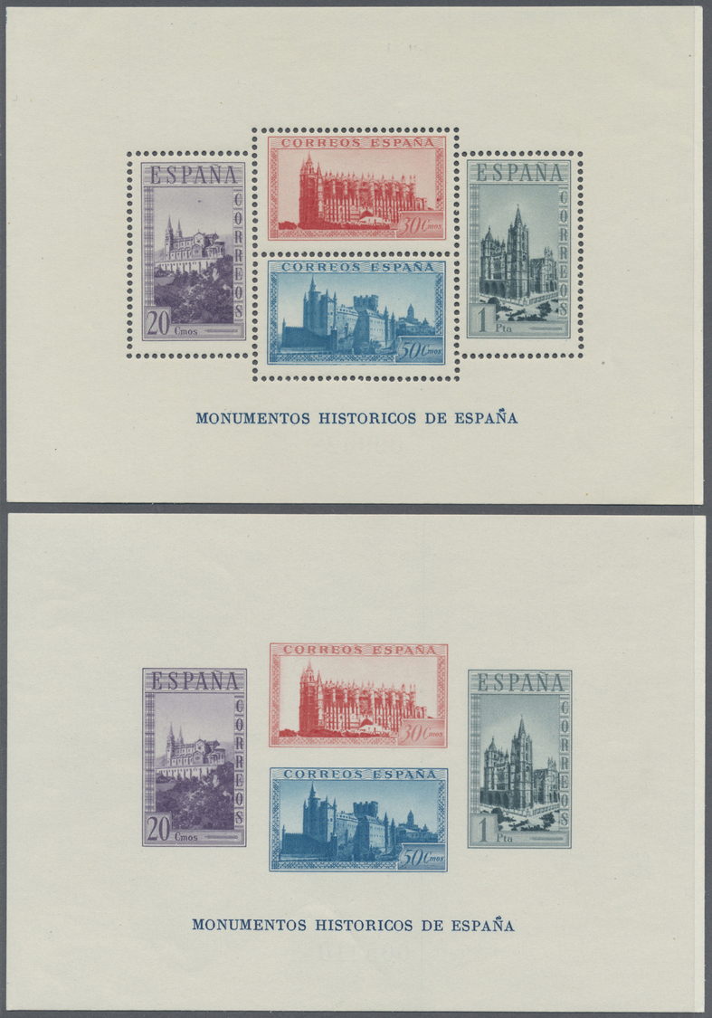 ** Spanien: 1938, Historische Baudenkmäler: Schneeweißes Postfrisches Luxus-Blockpaar (Edifil €345,-). - Used Stamps