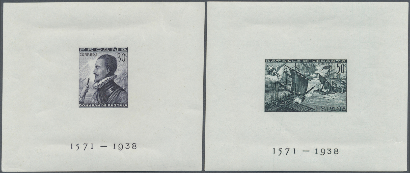 ** Spanien: 1938, Sieg über Die Türken In Der Seeschlacht Von Lepanto, Taufrisches Luxusblockpaar (Edifil € 1.500 - Used Stamps
