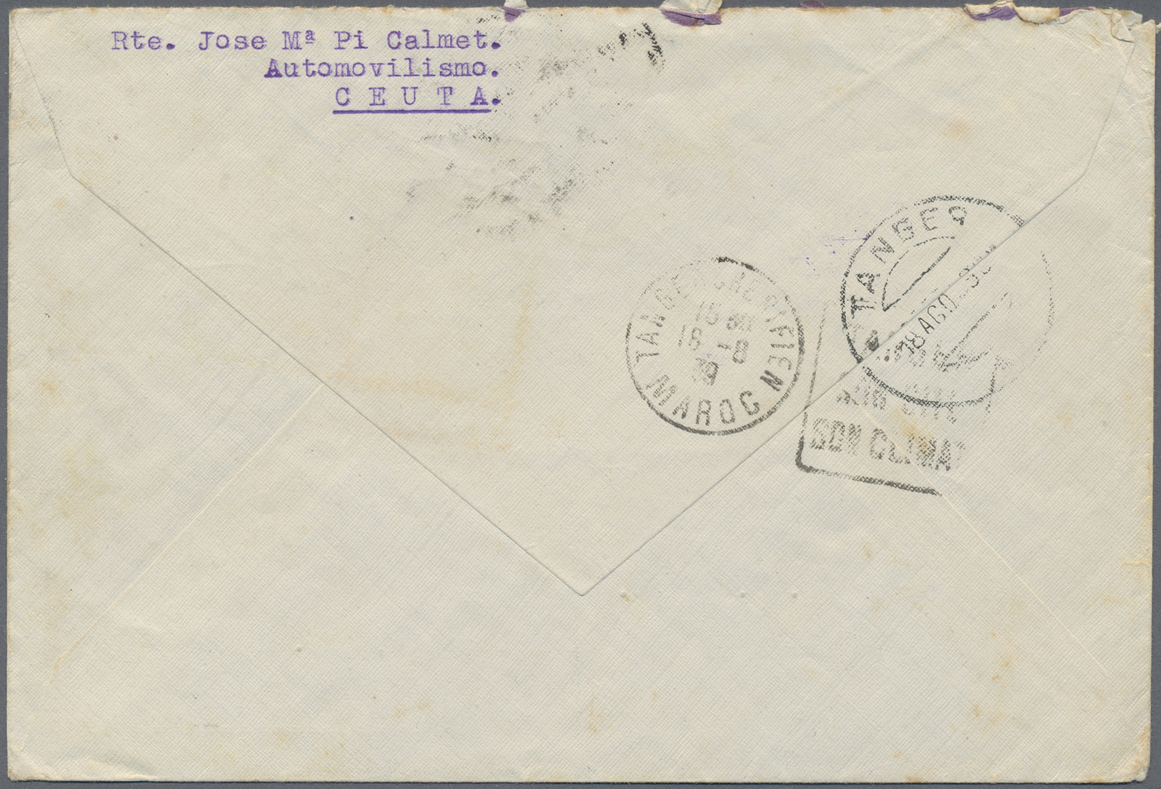 Br Spanische Post In Marokko: 1939. Censored Envelope (stains) To Casablanca Bearing Spain Yvert 660, 30c Rose, Y - Spanish Morocco