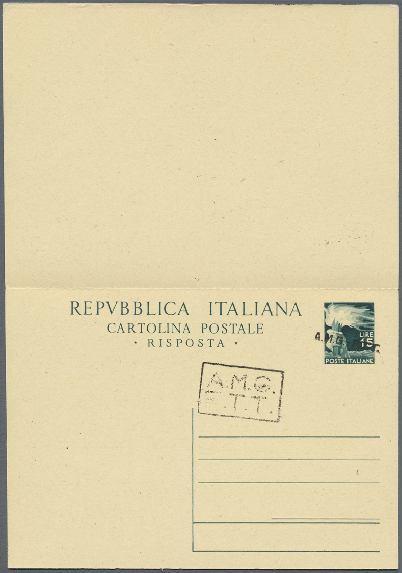 GA Triest - Zone A - Ganzsachen: 1950. Italian Paid Reply Postal Card 15/15 L Green With Type II Overprint. Unuse - Marcophilie