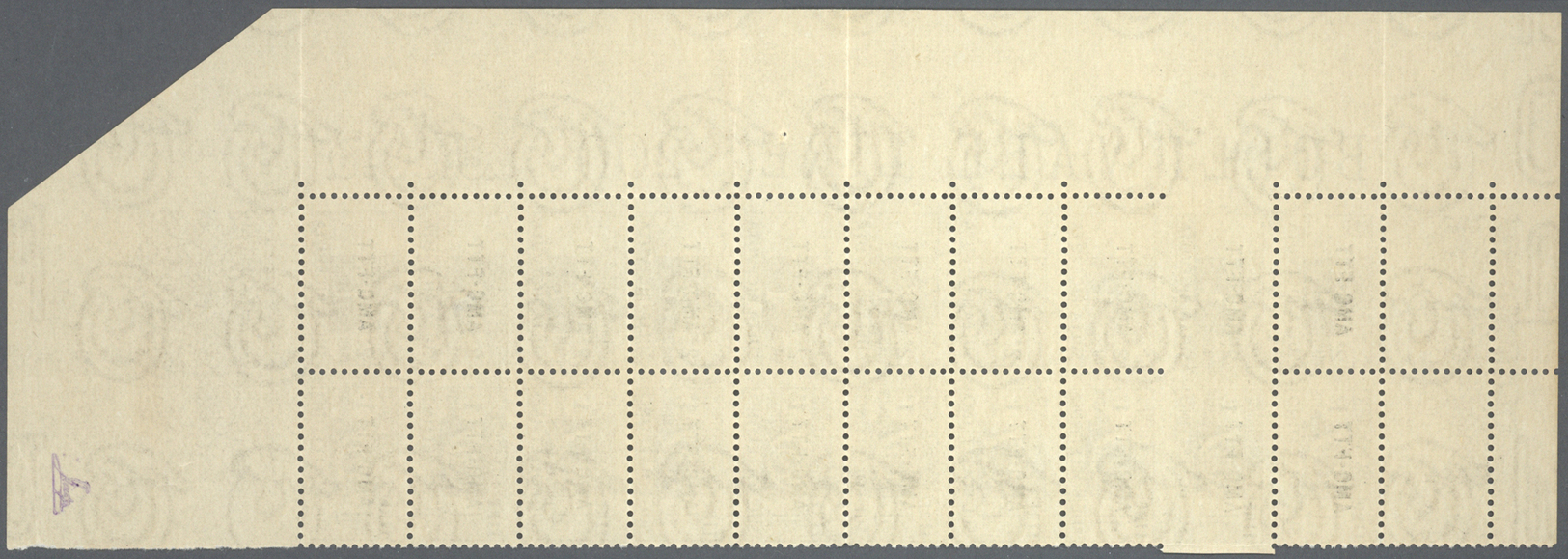 ** Triest - Zone A - Paketmarken: 1950, 1l. Bistre, Marginal Block Of Ten, Two Stamps (2nd Row From Top) IMPERFOR - Colis Postaux/concession