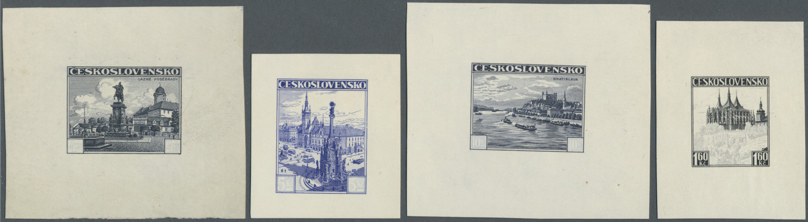 (*) Tschechoslowakei: 1936/1937. Lot Of 10 Epreuves D'artiste For The Complete Definitives Landscapes Set Inclusiv - Storia Postale