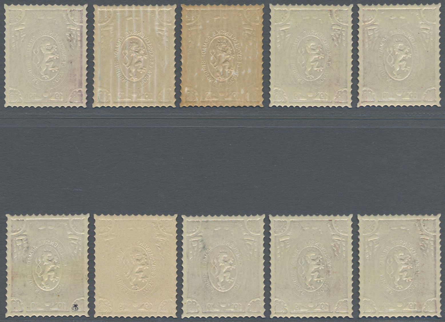 ** Tschechoslowakei - Militärpost Sibirien: 1919/1920, 12 Proofs In Different Colours For The 1 R Issue For Czech - Légion En Sibérie