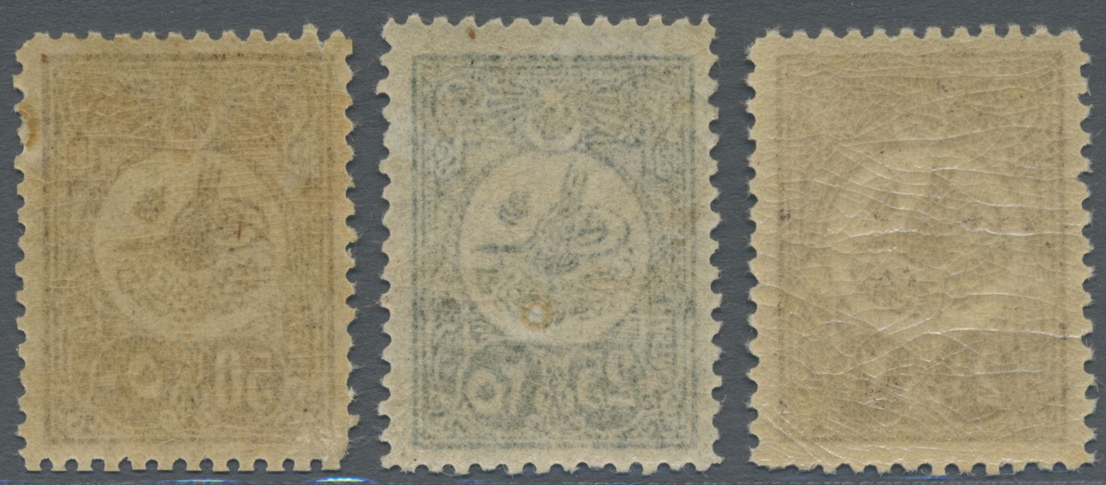 ** Türkei: 1909, Freimarken, Drei Werte Gezähnt L 12, 50 Pia Mit Kleinem Fehler. - Covers & Documents