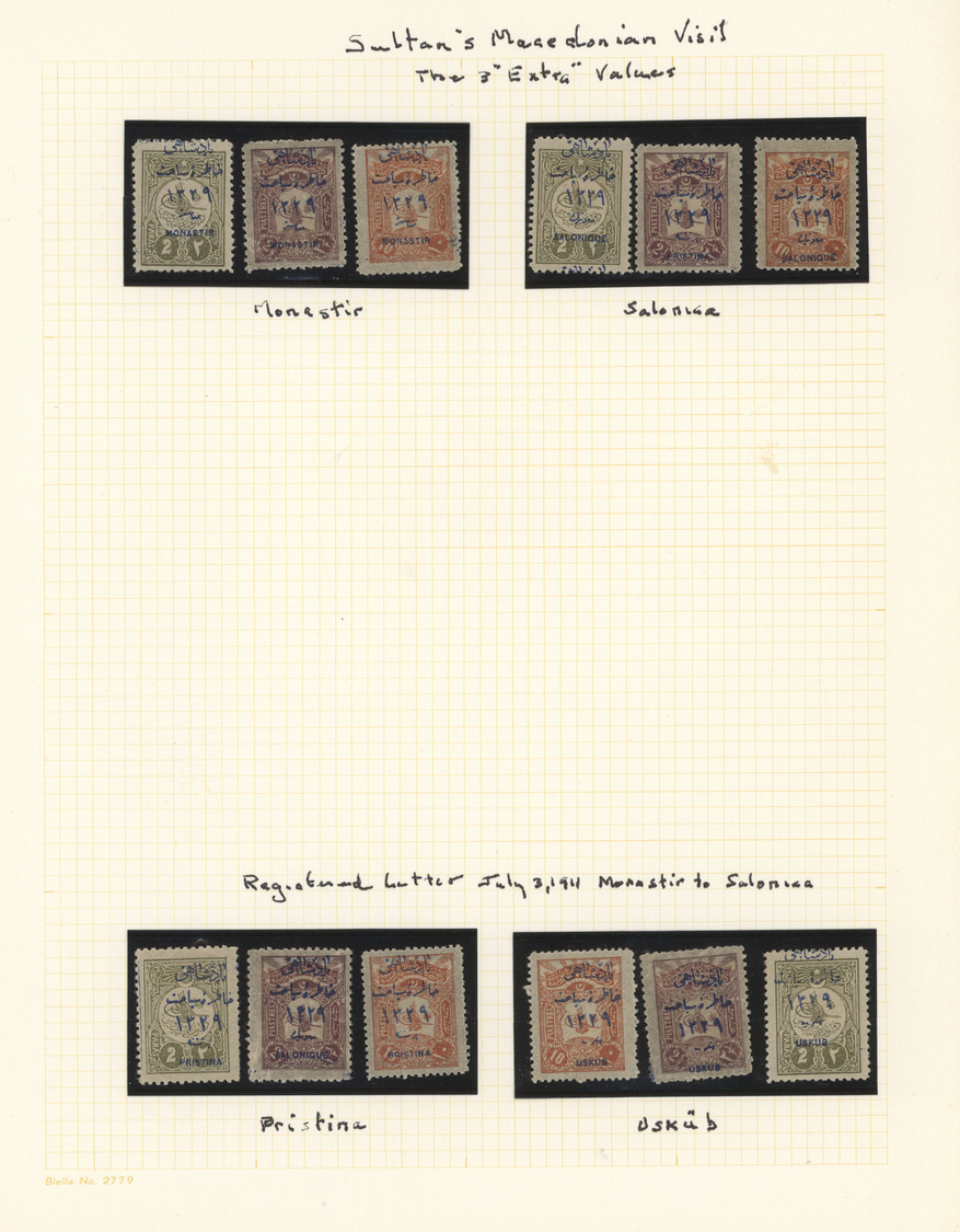 * Türkei: 1911, "Sultan Resad Journey To Macedonia" : Complete Set Of 124 Stamps Surcharged Uskub, Salonique, Mo - Lettres & Documents