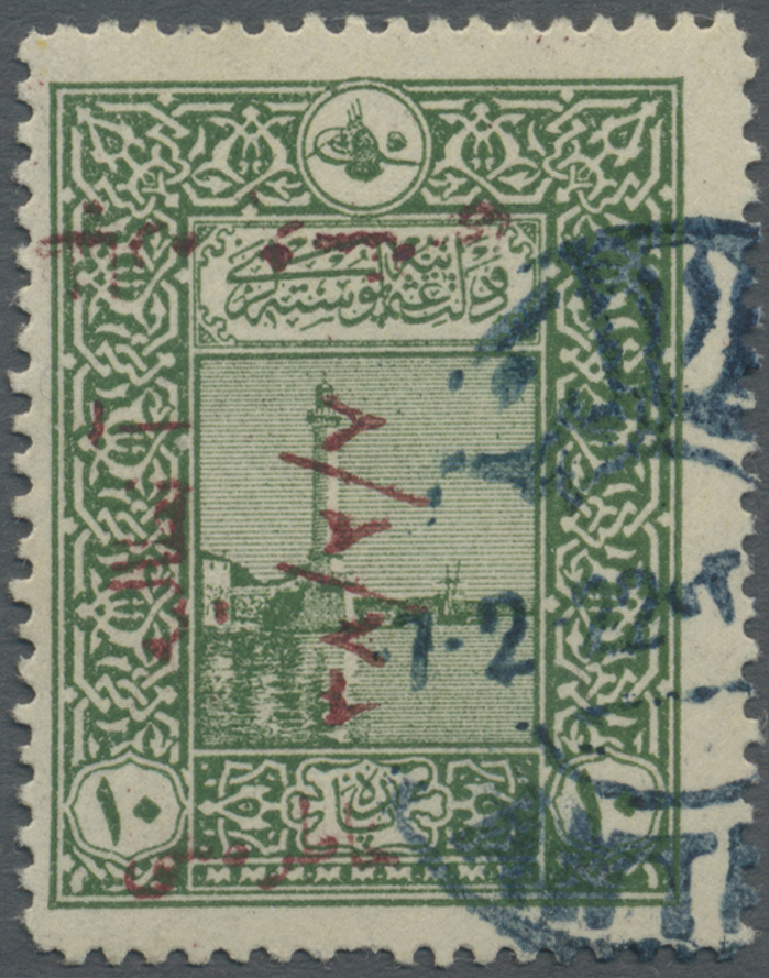O Türkei: 1922, 10pa. Green With Brick-red Typographed Overprint "Tayyare Postasi Hatirasi Antalya 7/2/38", Neat - Covers & Documents