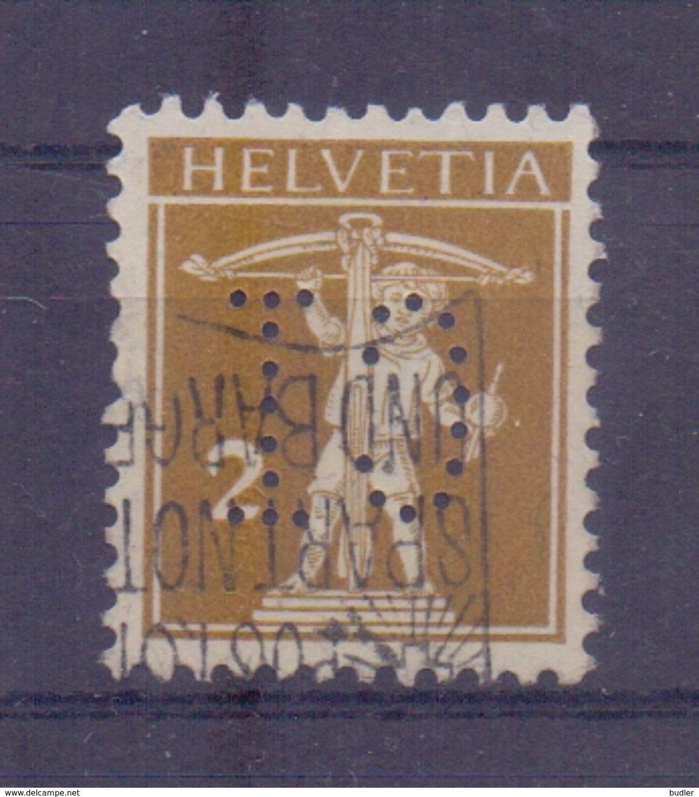 HELVETIA/SWITZERLAND :1910: PERFIN:Y.134 Gestempeld Met Perforatie/oblitéré Avec Perforation ## C I ## - Perforadas