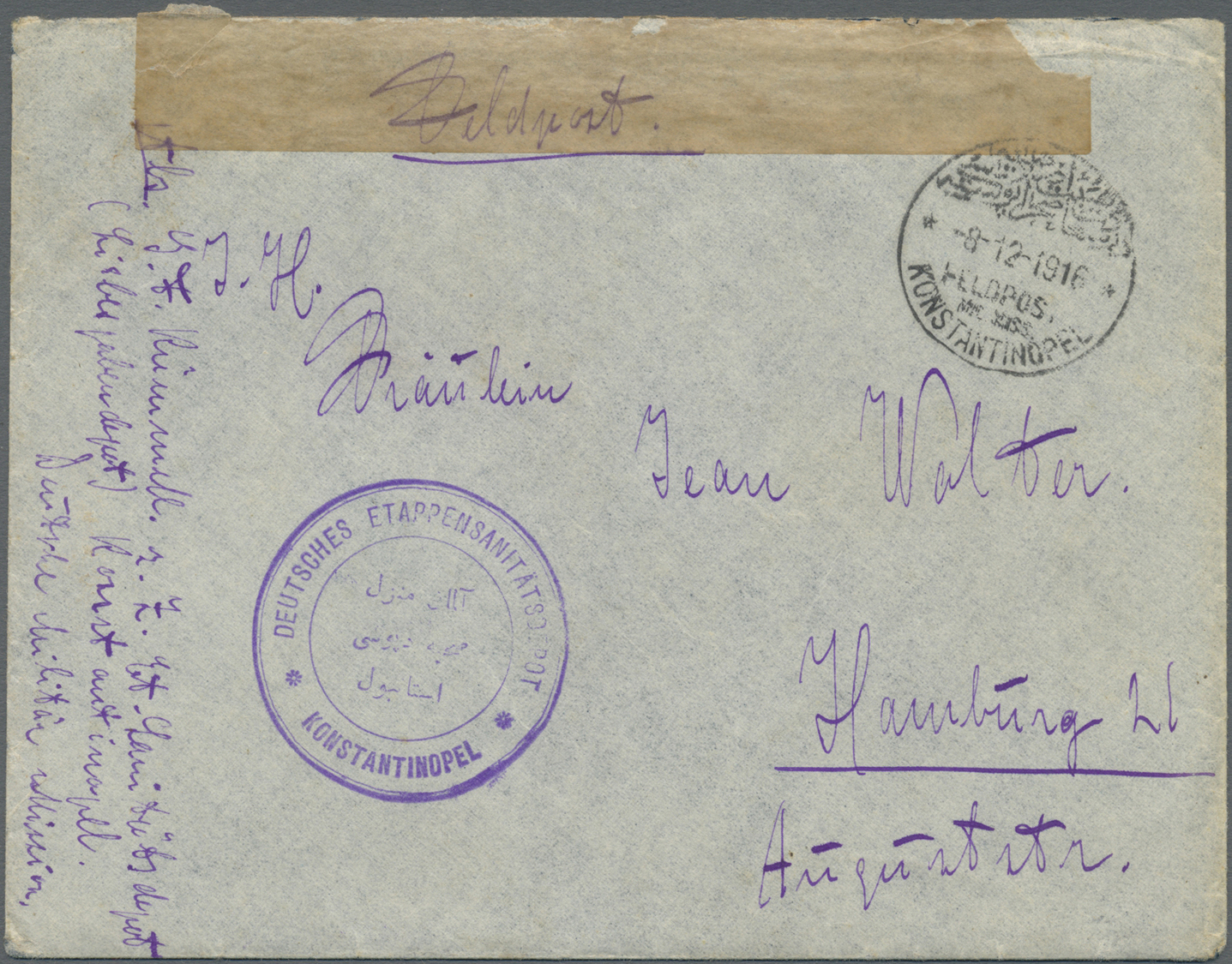 Br Türkei - Militär-Feldpost: 1916/1918, 6 Feldpost-Belege Mit Truppenstempel Von Verschiedenen Sanitätseinrichtu - Other & Unclassified