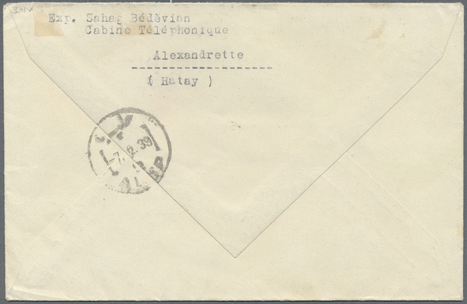 Br Türkei - Alexandrette: 1939, Hatay 1 Kr. In Mixed Frank With Sandjak Five Values Tied "ALEXANDRETTE 3.2.39" Vi - Covers & Documents