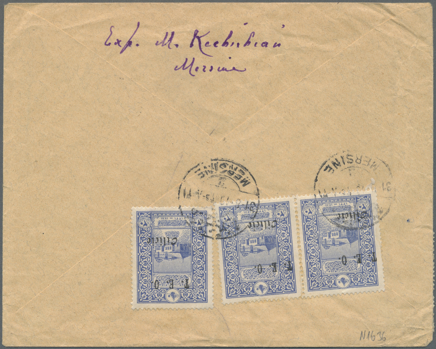Br Türkei - Cilicien: 1919, French Occupation, Businessletter Franked With Three Pieces 80 Para On Front And Thre - 1920-21 Anatolie