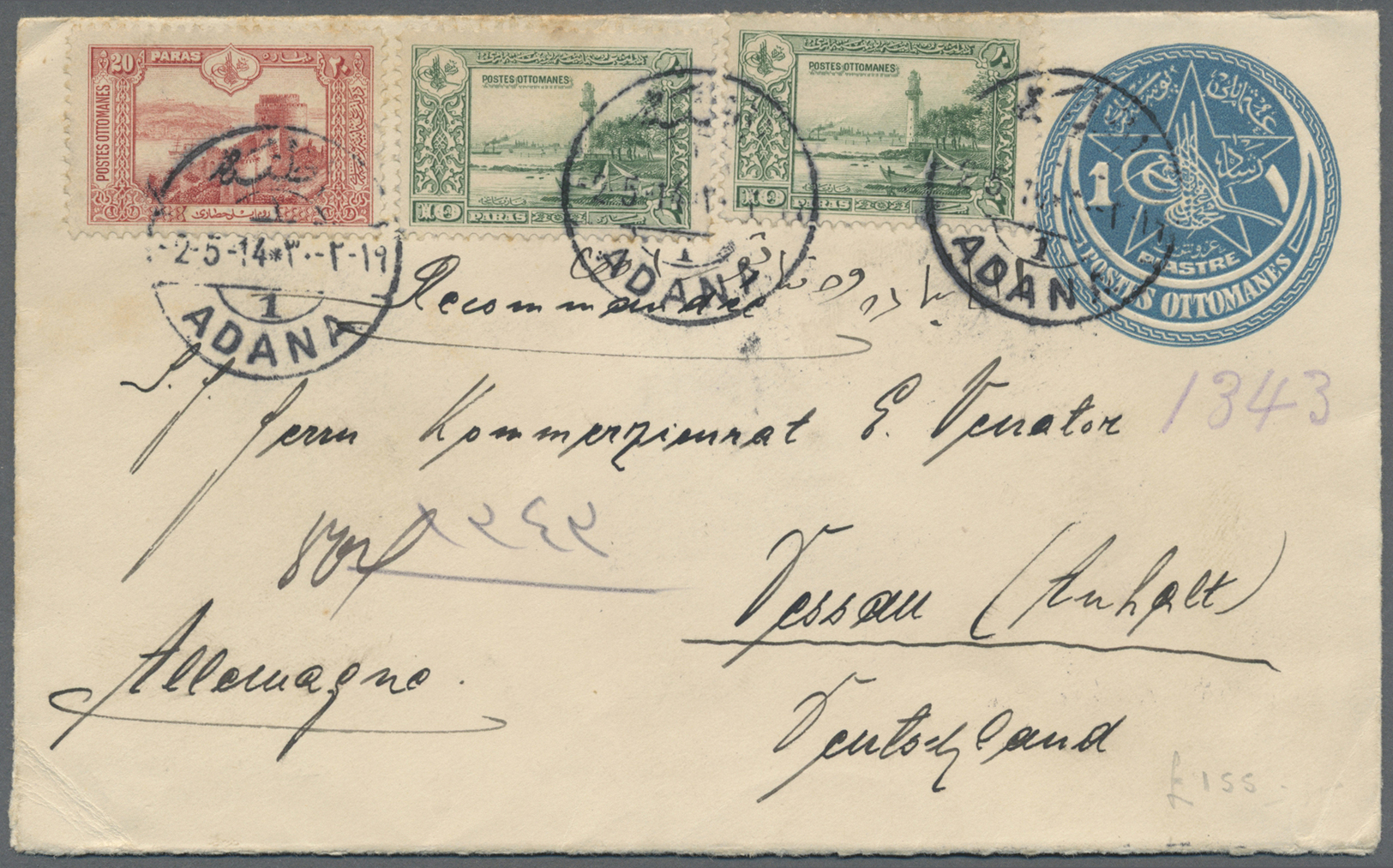 GA Türkei - Ganzsachen: 1914-15, Turkey Postal Stationery Card 20 Pa. From 1905 Used As Postcard And Franked With - Entiers Postaux