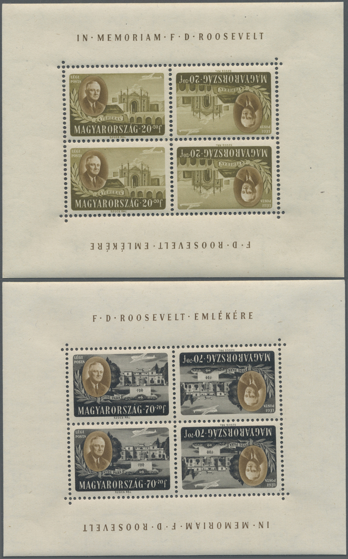 ** Ungarn: 1947, 8 F To 70 F Roosevelt In Eight Tete-beche Blocks (each Two Pairs) - Lettres & Documents