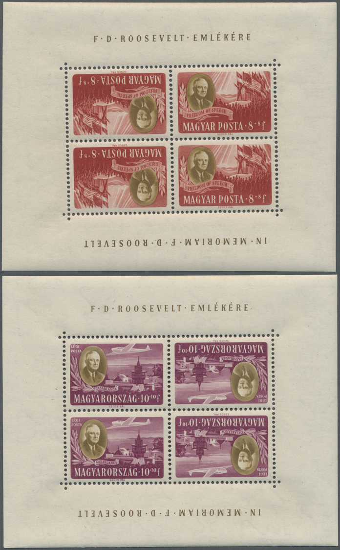 ** Ungarn: 1947, 8 F To 70 F Roosevelt In Eight Tete-beche Blocks (each Two Pairs) - Lettres & Documents