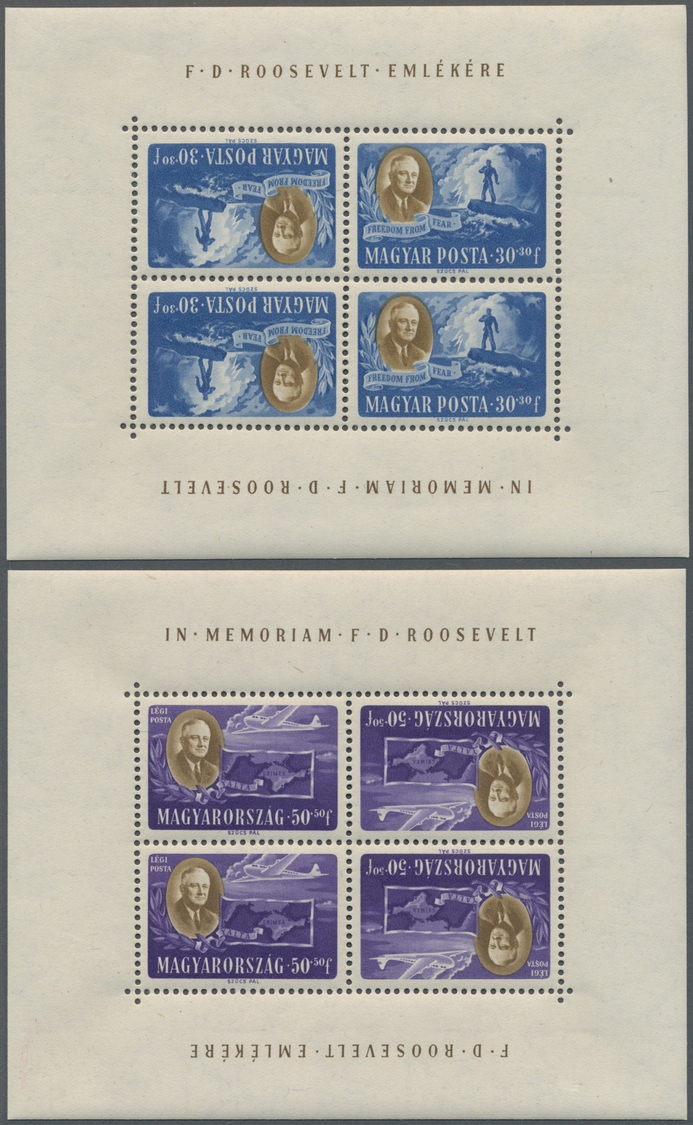 ** Ungarn: 1947, 8 F To 70 F Roosevelt In Eight Tete-beche Blocks (each Two Pairs) - Lettres & Documents