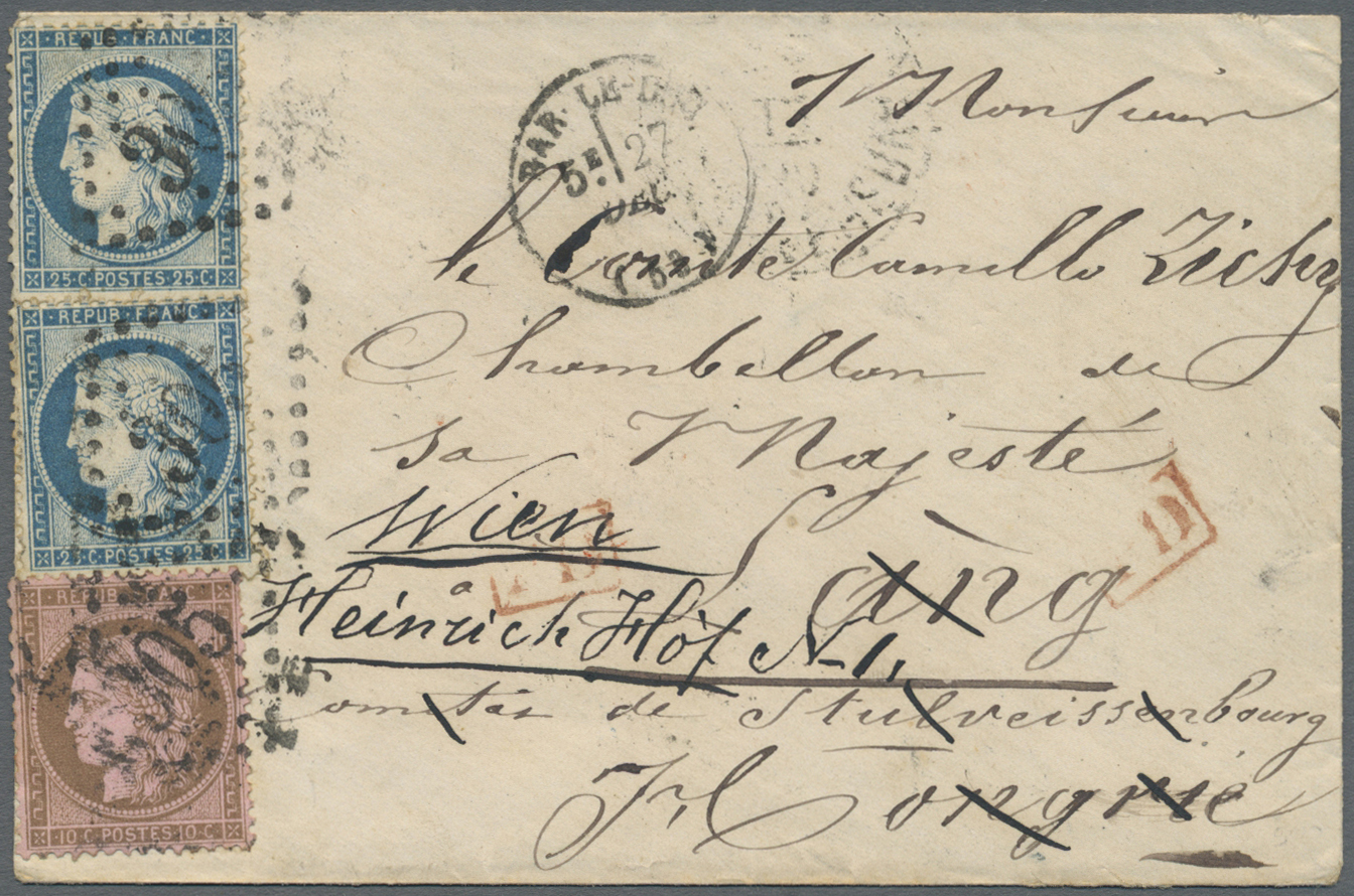 Br Ungarn - Besonderheiten: 1874/1875, Incoming Mail From France To Stuhlweissenbourg (Székesfehérvár), 10c. Brow - Autres & Non Classés