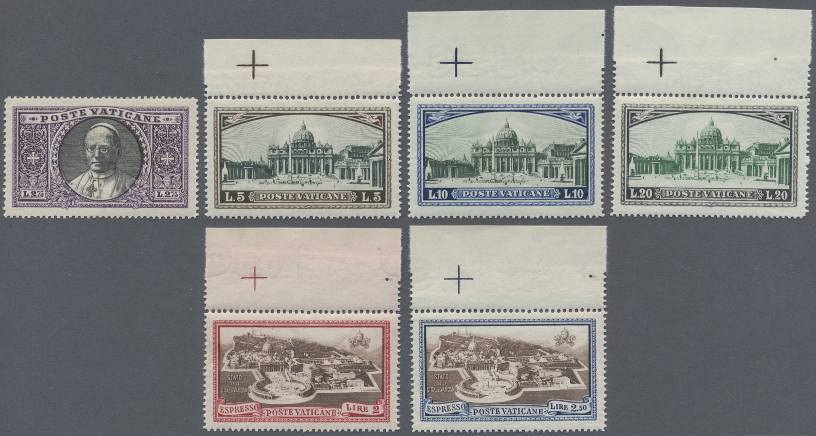 ** Vatikan: 1933, Freimarken, Perfekt Zentrierte Luxusserie, 14 Mal Vom Oberrand, Postfrisch (Sassone Für Ottimam - Lettres & Documents