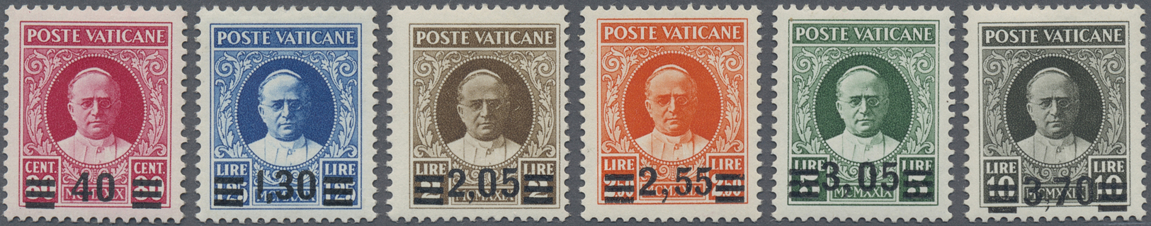 * Vatikan: 1934, Provisorien-Satz Sauber Ungebraucht, Alle Werte Signiert A. Diena Plus Fotobefund (1976), Mi. 1 - Lettres & Documents
