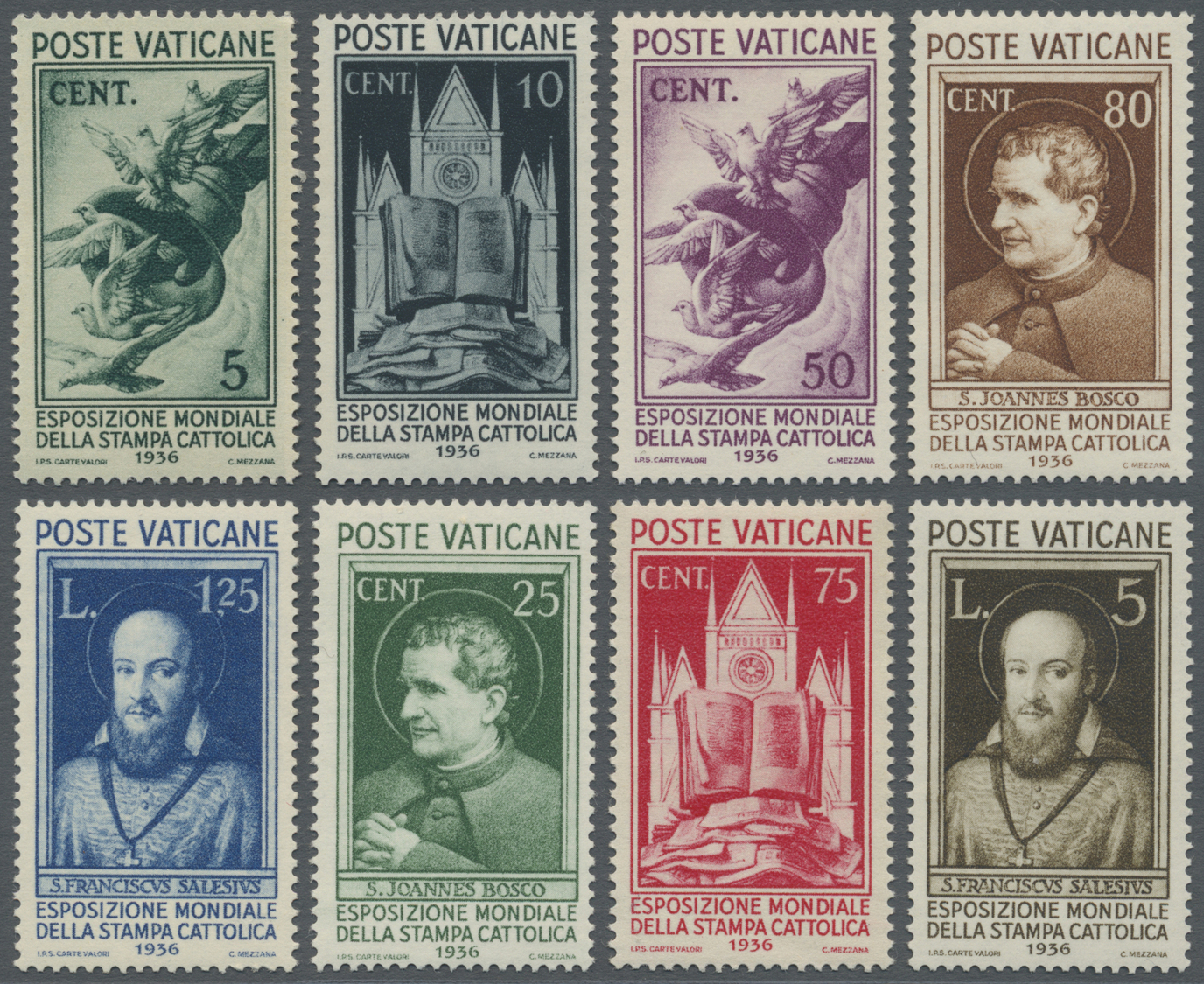 ** Vatikan: 1936, 5 C To 5 L Complete Set Mint Never Hinged (partly Little Tinted Stripes On The Gum) - Lettres & Documents