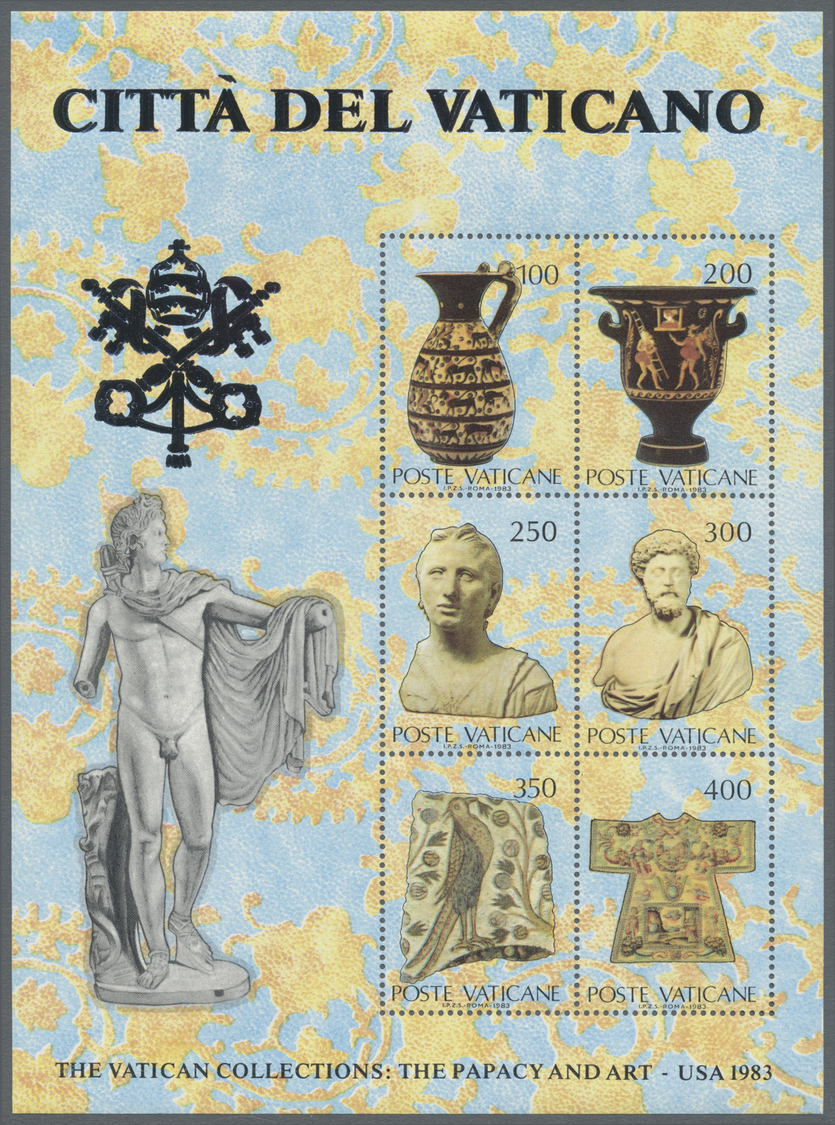 ** Vatikan: 1983, Vatican Artwork, Souvenir Sheet Showing Variety "double Impression Of Silver Colour (CITTA DEL - Lettres & Documents