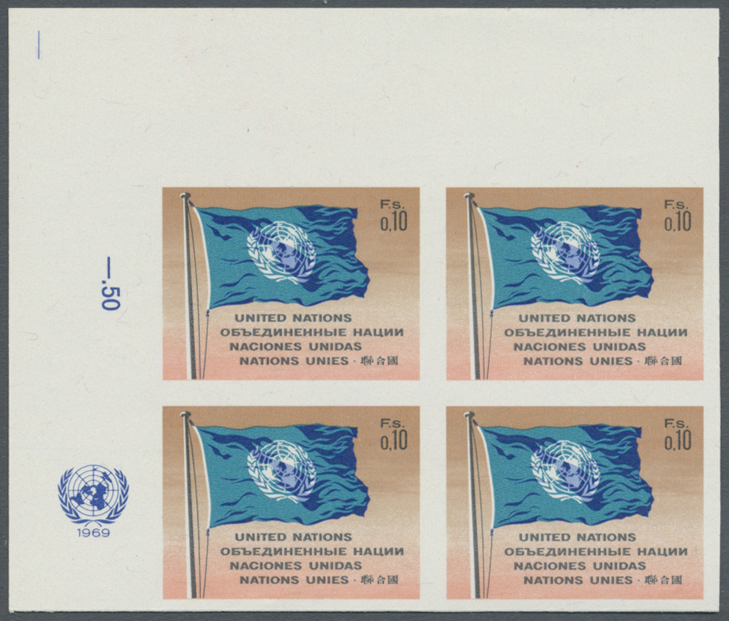 ** Vereinte Nationen - Genf: 1969. Ungezähnter ER-4er-Block Für Den 10c-Wert Der Freimarken-Ausgabe Mit Abbildung - Nuovi