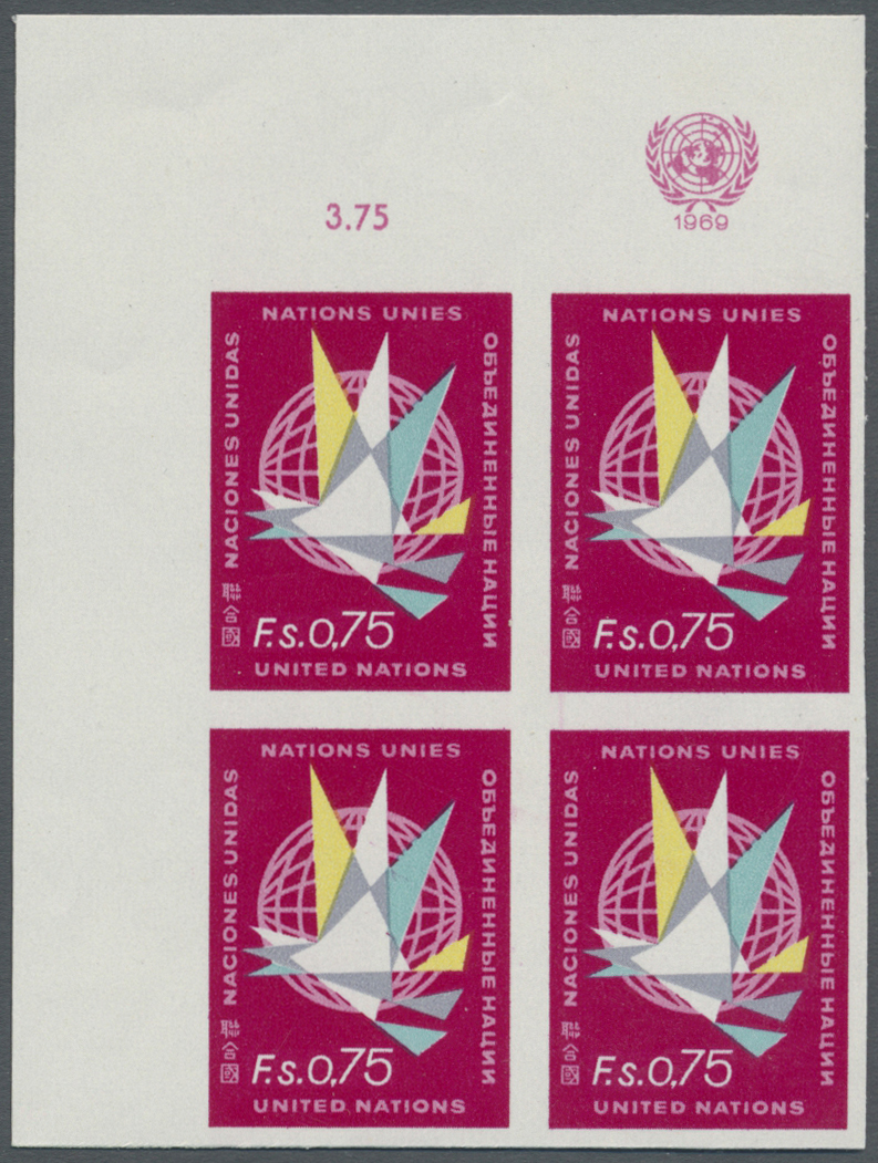 ** Vereinte Nationen - Genf: 1969. Ungezähnter ER-4er-Block Für Den 75c-Wert Der Freimarken-Ausgabe Mit Abbildung - Unused Stamps