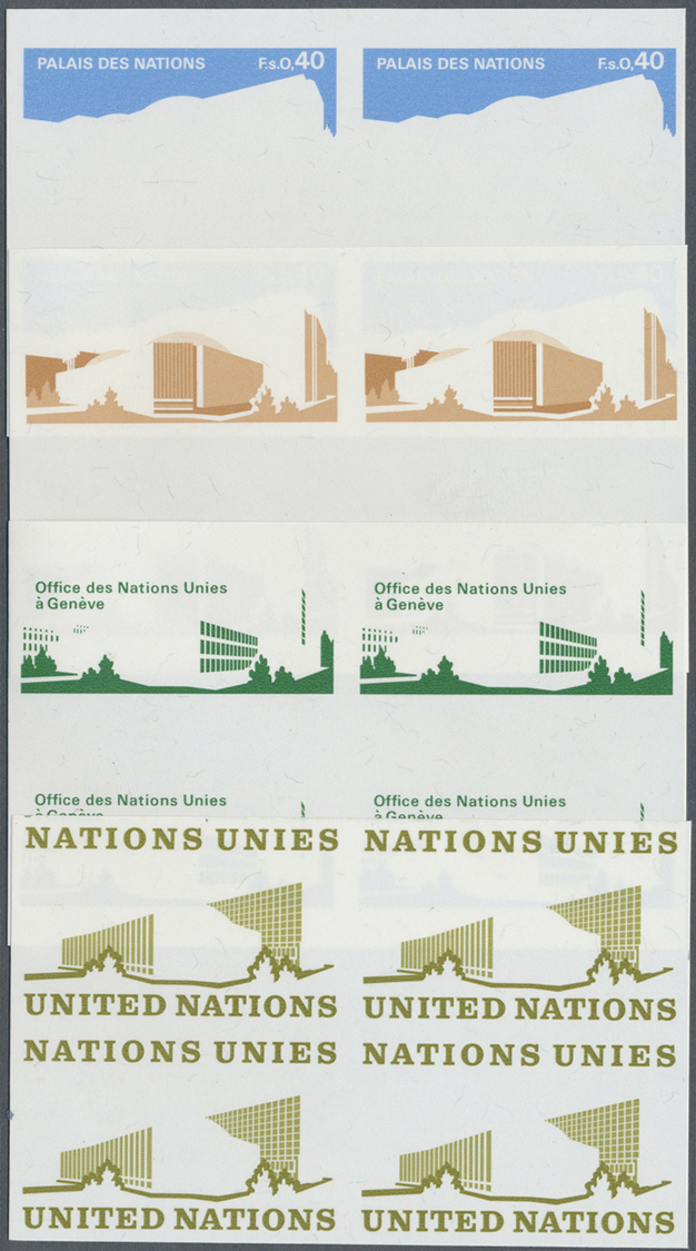 ** Vereinte Nationen - Genf: 1972. Progressive Proof (4 Phases) In Blocks Of 4 For The Definitive Issue Showing " - Unused Stamps