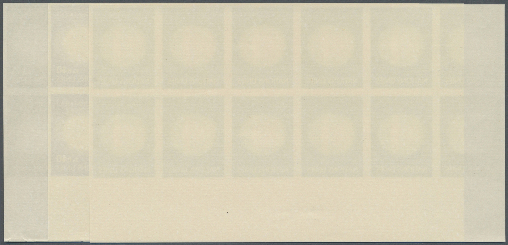 ** Vereinte Nationen - Genf: 1972. Progressive Proof (6 Phases) In Blocks Of 12 For The 40c Value Of The Issue "U - Unused Stamps