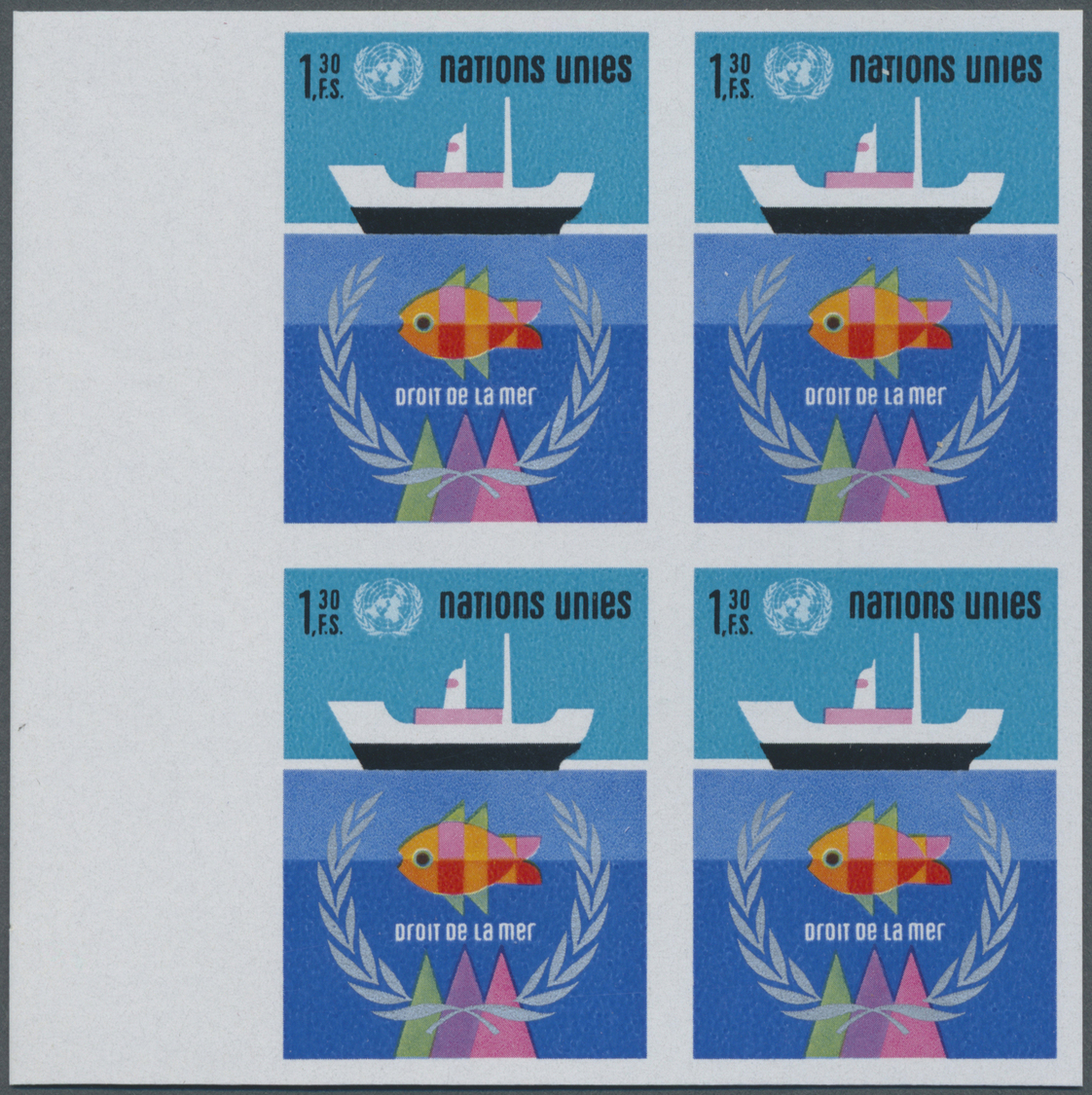 ** Vereinte Nationen - Genf: 1974. Imperforate Block Of 4 For The Issue "UN Conference On The Law Of The Sea" Sho - Unused Stamps