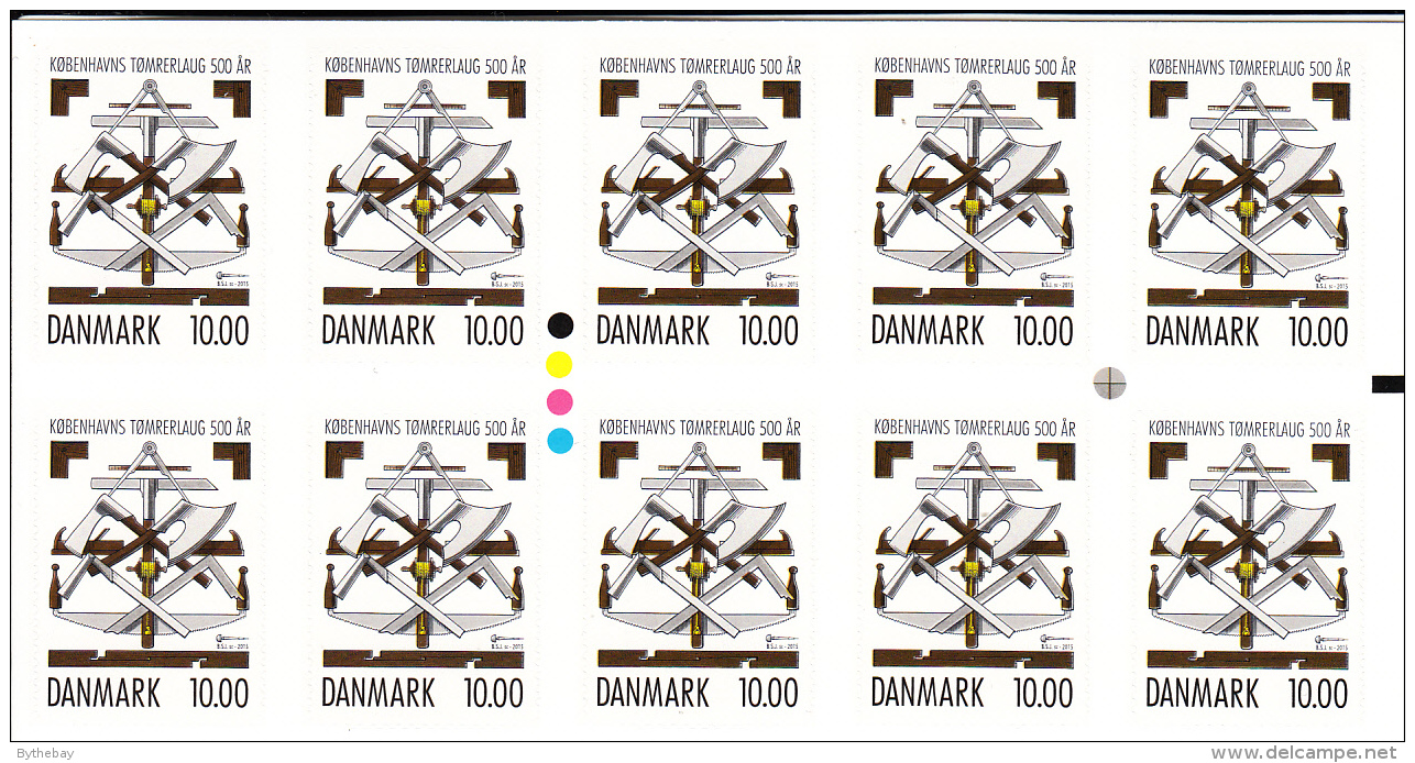 Denmark MNH 2015 Booklet Of 10 10k Copenhagen Carpenters' Guild 500 Years - Nuevos