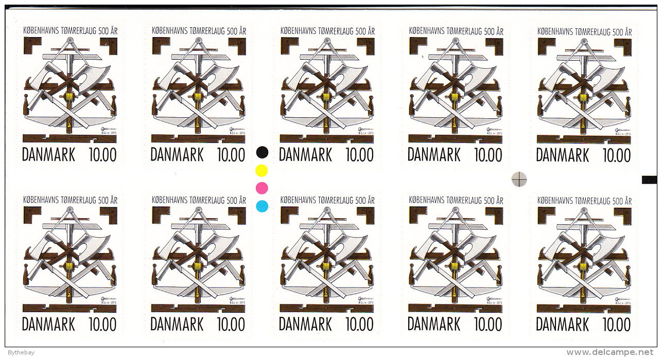 Denmark MNH 2015 Booklet Of 10 10k Copenhagen Carpenters' Guild 500 Years - Neufs