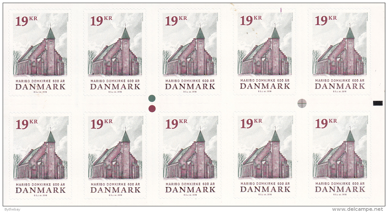 Denmark MNH 2016 Booklet Of 10 19k Maribo Cathedral 600 Years - Neufs