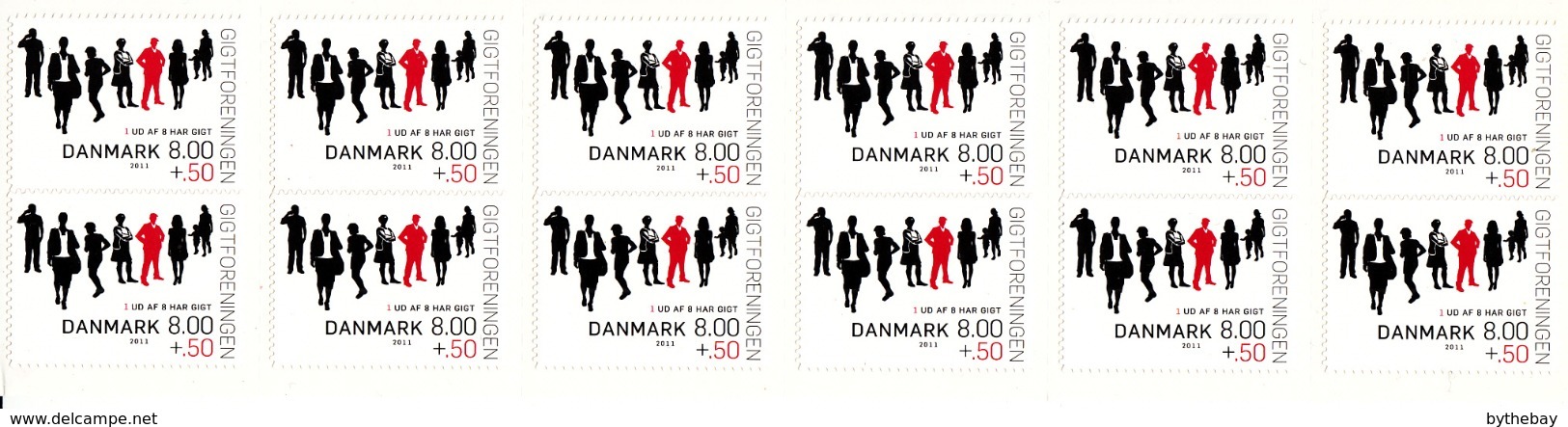 Denmark MNH Scott #B100a Booklet Of 12 8k + 50o Eight People - Danish Rheumatism Assn - Unused Stamps