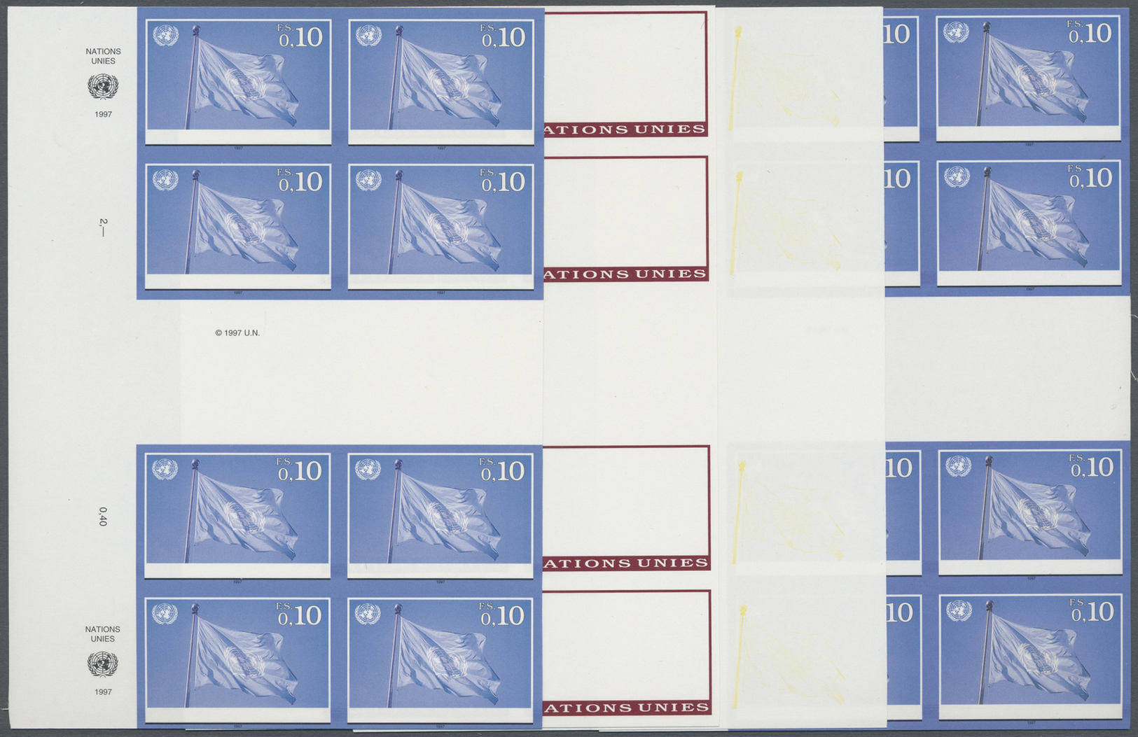 ** Vereinte Nationen - Genf: 1997. Progressive Proof (8 Phases) In Vertical Gutter Pairs Of 2 Blocks Of 4 For The - Neufs