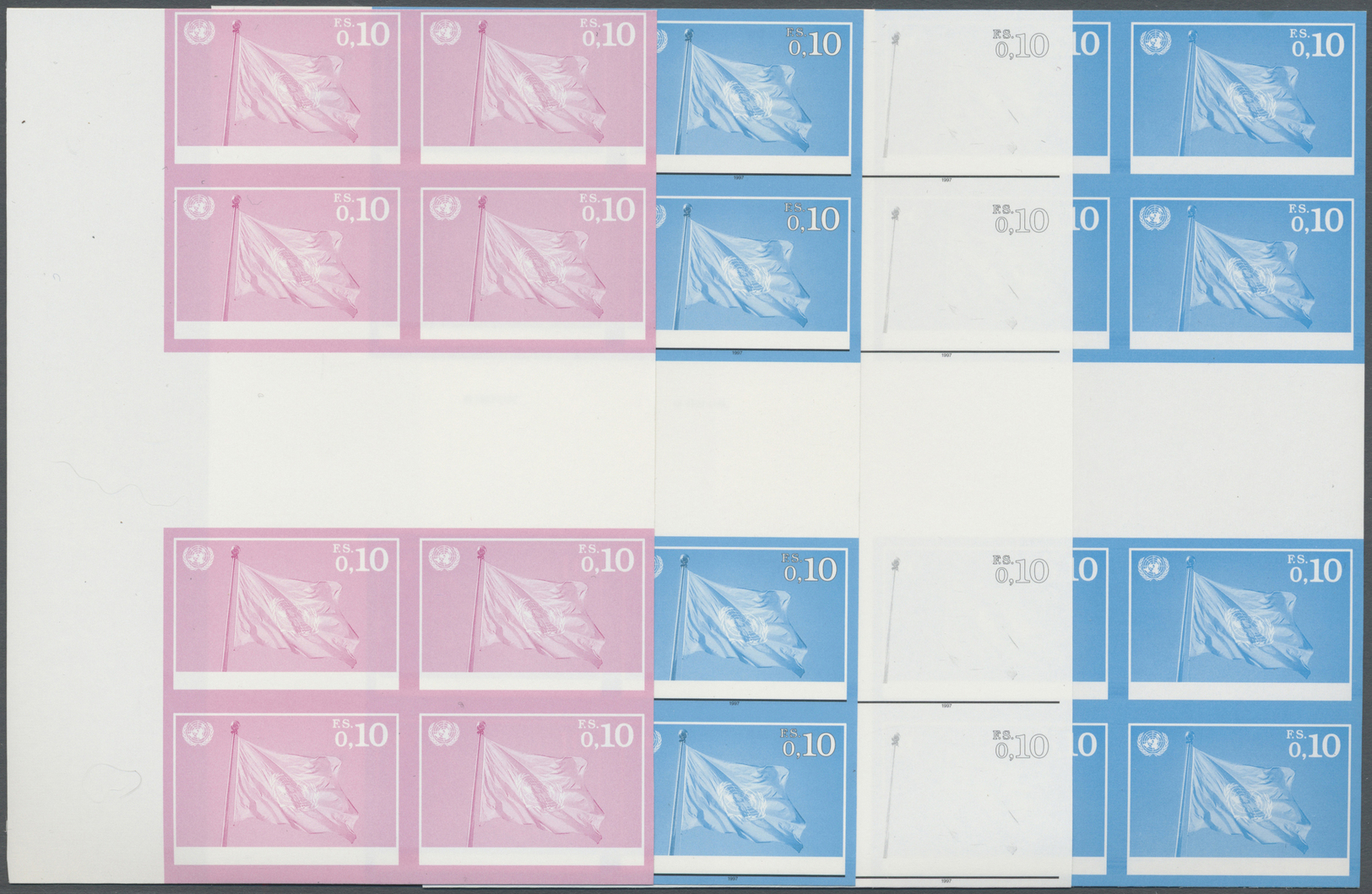 ** Vereinte Nationen - Genf: 1997. Progressive Proof (8 Phases) In Vertical Gutter Pairs Of 2 Blocks Of 4 For The - Neufs