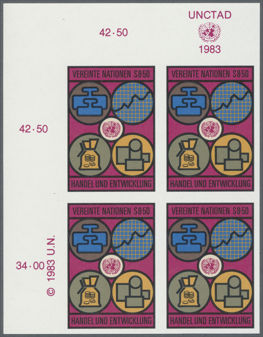 ** Vereinte Nationen - Wien: 1983. Ungezähnter ER-4er-Block Für Den 8.50s-Wert Der Ausgabe "UNCTAD". Mit UNCTAD-E - Neufs