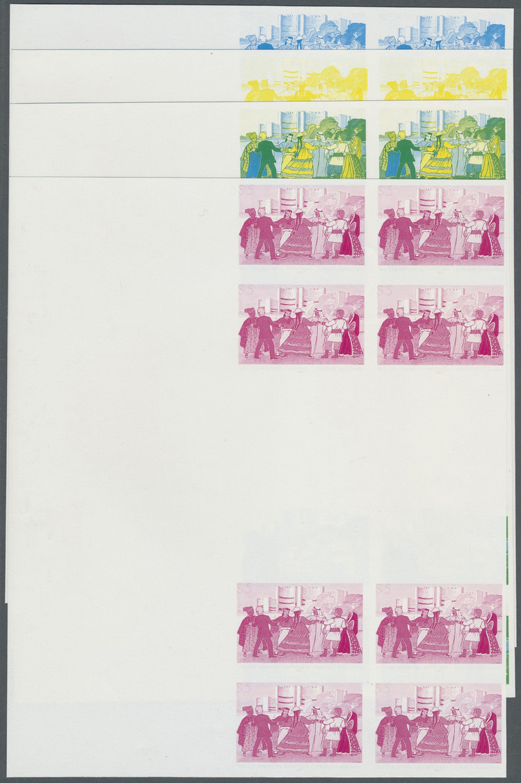 ** Vereinte Nationen - Wien: 1987. Progressive Proof (8 Phases) In Vertical Gutter Pairs Of 2 Blocks Of 4 For The - Unused Stamps
