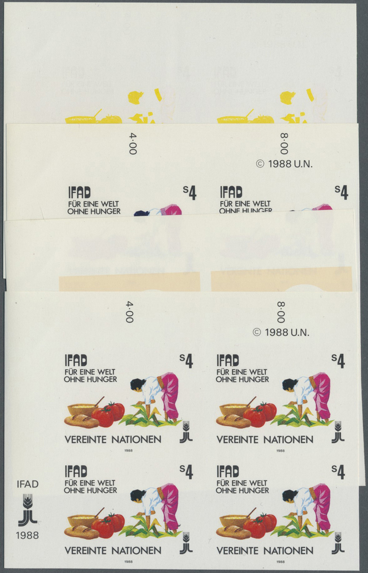 ** Vereinte Nationen - Wien: 1988. Progressive Proof (8 Phases) In Corner Blocks Of 4 For The 4s Value Of The Iss - Unused Stamps