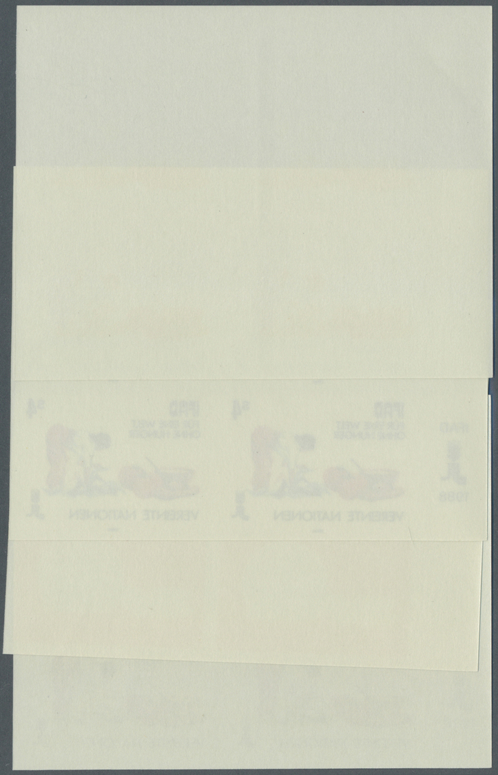 ** Vereinte Nationen - Wien: 1988. Progressive Proof (8 Phases) In Corner Blocks Of 4 For The 4s Value Of The Iss - Unused Stamps