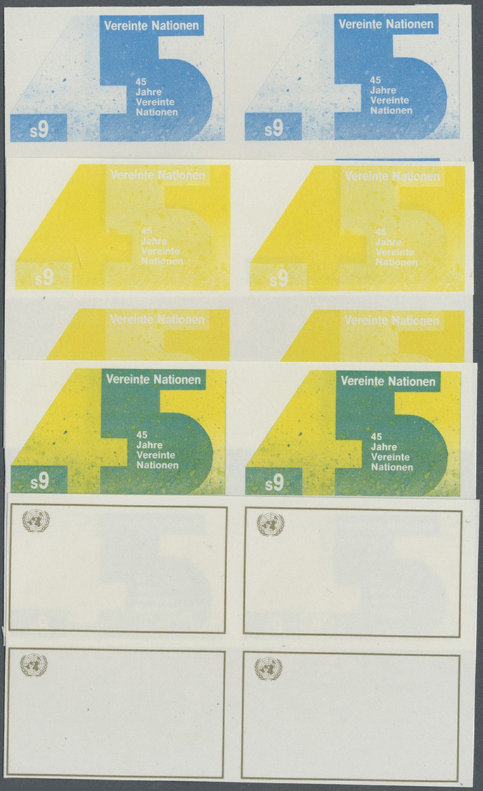 ** Vereinte Nationen - Wien: 1984. Progressive Proof (8 Phases) In Blocks Of 4 For The 9s Value Of The Issue "Uni - Unused Stamps