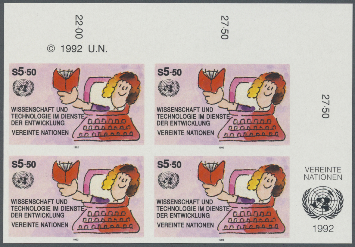 ** Vereinte Nationen - Wien: 1992. Ungezähnter ER-4er-Block Für Den 5,50s-Wert Der Ausgabe "Wissenschaft Und Tech - Neufs