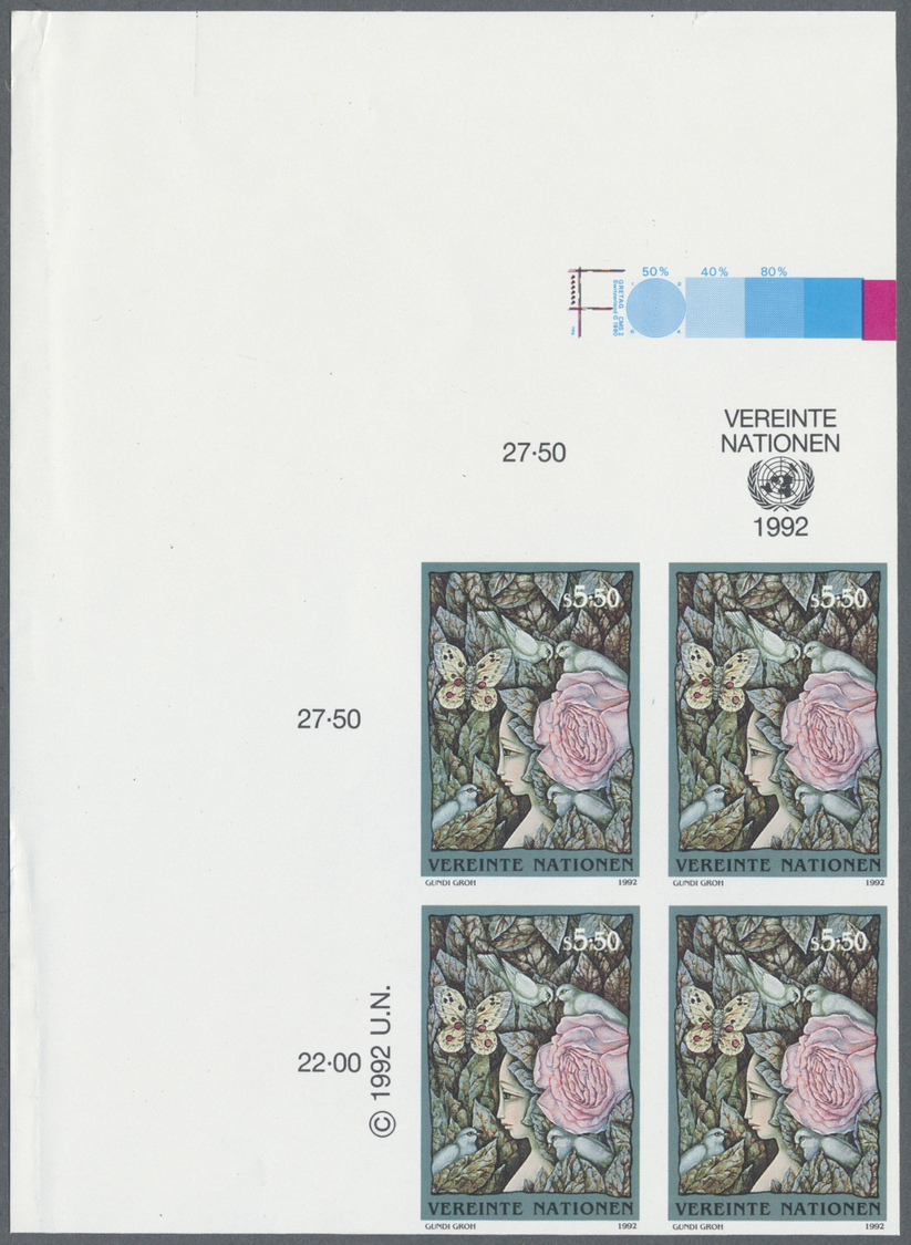** Vereinte Nationen - Wien: 1992. Ungezähnter ER-4er-Block Für Den 5,50s-Wert Der Freimarken-Ausgabe Mit Der Abb - Unused Stamps