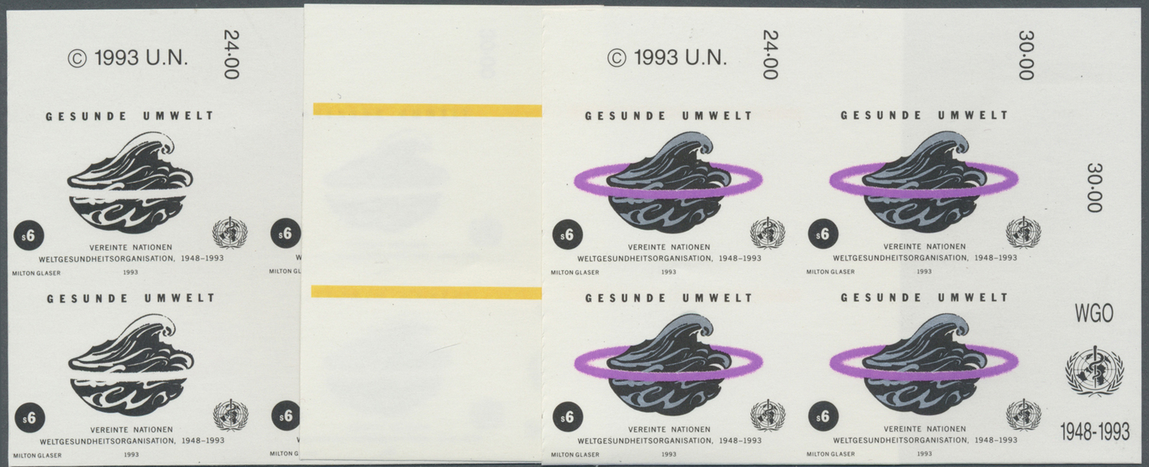 ** Vereinte Nationen - Wien: 1993. Progressive Proof (6 Phases) In Blocks Of 4 For The 6s Value Of The Issue "Wor - Unused Stamps