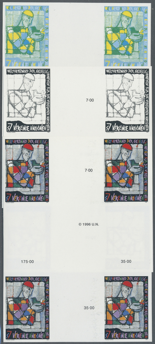 ** Vereinte Nationen - Wien: 1996. Probedruck In 6 Druckphasen Plus Ungezähnte In 4er-Herzstücken Für Die Ausgabe - Unused Stamps