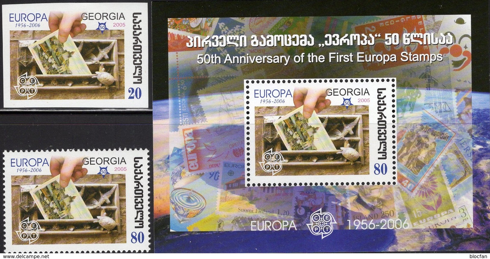 EUROPA/CEPT 1956-2006 GEORGIA 508,512+Block 36 ** 6€ Ansichtskarte Hb Stamps On Stamp S/s Bloc Sheet Bf Philatelics - Emissions Communes